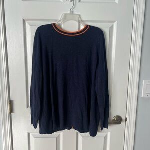 Joan Rivers Dark Blue Sweater with Bright Orange Trim